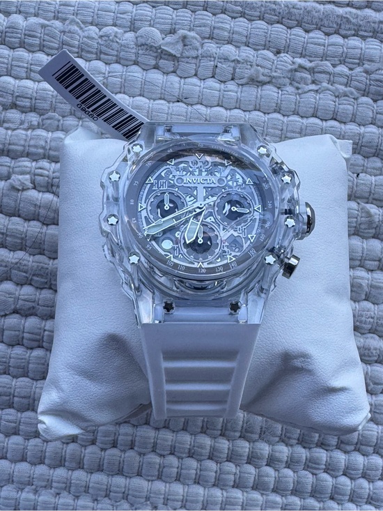 INVICTA Reserve Clear Skeleton Chronograph Watch White Silicone main image 9
